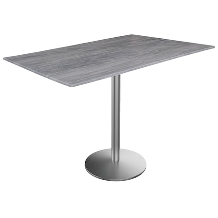 36 Tall OD214 St Steel Table Base W22 Diameter Foot And 32x48 Greystone Top,IndoorOutdoor